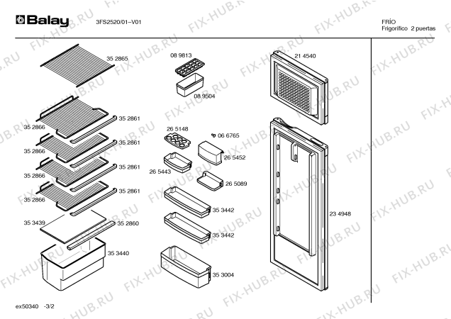 Схема №2 3FS2520 с изображением Дверь для холодильной камеры Bosch 00234948