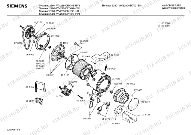 Схема №4 WV22800BY SIWAMAT 2280 с изображением Инструкция по эксплуатации для стиралки Siemens 00515074