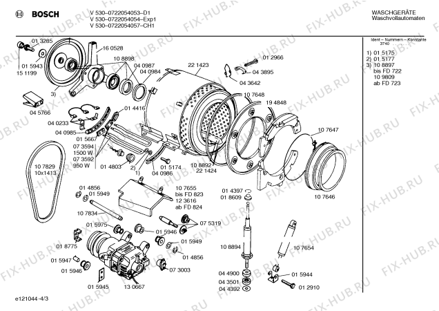 Схема №2 0722044262 V472 с изображением Кронштейн для стиралки Bosch 00019440