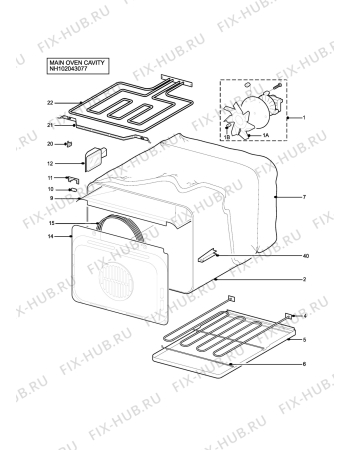 Взрыв-схема плиты (духовки) Electrolux EOD984W - Схема узла H10 Main Oven Cavity (large)