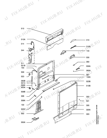 Схема №1 FAV3231 I D с изображением Ручка регулировки (кнопка) для посудомоечной машины Aeg 1110990304