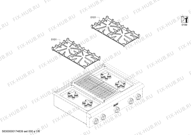 Схема №6 PC364GLBS с изображением Коллектор для плиты (духовки) Bosch 00663548