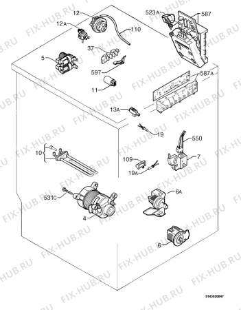 Взрыв-схема стиральной машины Zanussi Electrolux ZWF1434W - Схема узла Electrical equipment 268