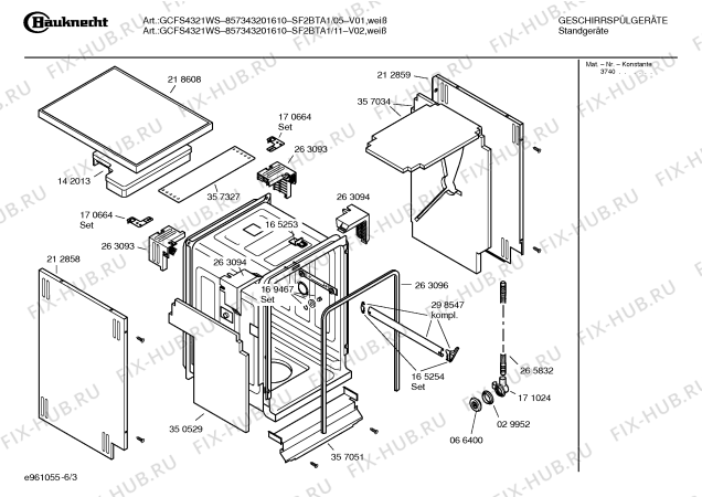 Схема №2 SF2BTA1 GCFS4321WS-857343201610 с изображением Передняя панель для посудомоечной машины Bosch 00366033