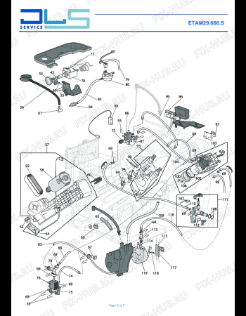 Взрыв-схема кофеварки (кофемашины) DELONGHI AUTENTICA CAPPUCCINO  ETAM29.666.S - Схема узла 3