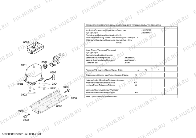 Взрыв-схема холодильника Bosch KGV36X50GB - Схема узла 03