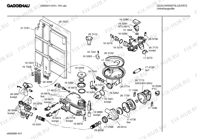 Схема №4 GM204110 с изображением Инструкция по эксплуатации Gaggenau для электропосудомоечной машины Bosch 00526634