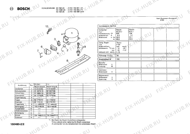Схема №2 0701145358 KS1410US с изображением Планка для холодильной камеры Bosch 00123403