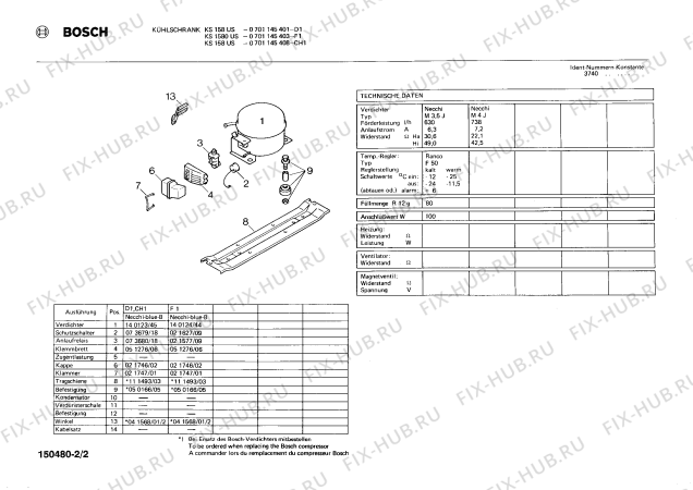 Взрыв-схема холодильника Bosch 0701145403 KS1580US - Схема узла 02