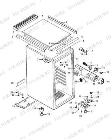 Взрыв-схема холодильника Tricity Bendix EBR5W - Схема узла Cabinet + armatures