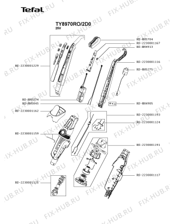 Схема №2 TY8970RO/2D0 с изображением Ручка для пылесоса Tefal RS-2230001229