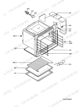 Взрыв-схема плиты (духовки) Aeg B4401-4-W (NORDIC) - Схема узла Oven