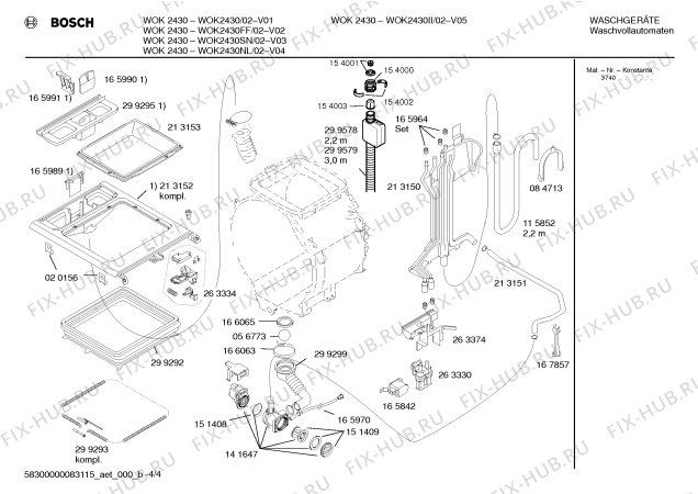 Схема №4 WOK2430II WOK2430 с изображением Таблица программ для стиралки Bosch 00522079