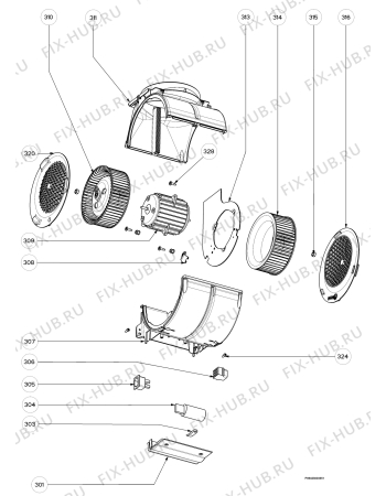 Взрыв-схема вытяжки Juno Electrolux JDK5771E - Схема узла Section 3