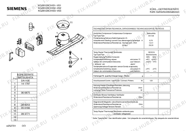 Взрыв-схема холодильника Siemens KG26V20CH - Схема узла 03