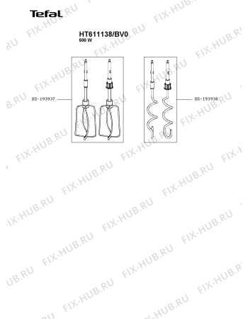 Схема №2 HT615138/BV0 с изображением Рукоятка для электроблендера Tefal SS-995031