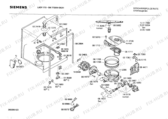 Взрыв-схема посудомоечной машины Siemens SN772054 - Схема узла 02