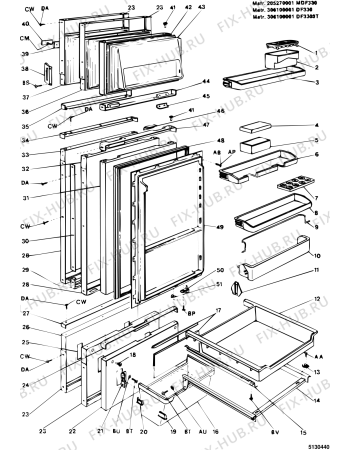 Взрыв-схема холодильника Ariston DF330FR (F003521) - Схема узла