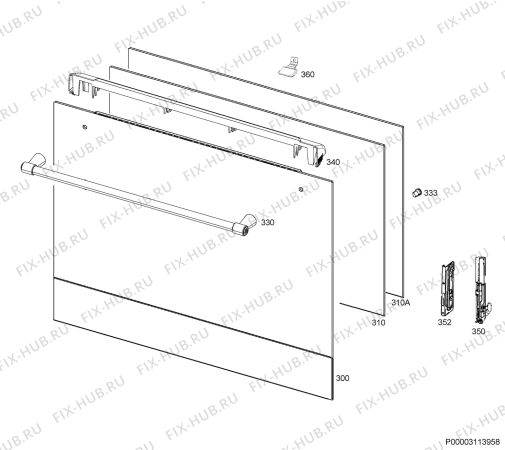 Взрыв-схема плиты (духовки) Ikea GRANSLOS 40352627 - Схема узла Door