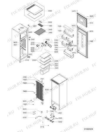 Схема №1 KDA 2450 с изображением Сосуд для холодильника Whirlpool 480132100679