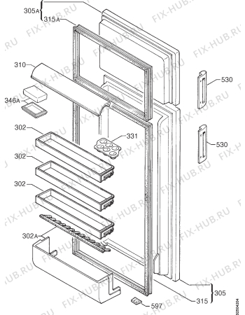 Взрыв-схема холодильника Zanussi ZFD19/4 - Схема узла Door 003