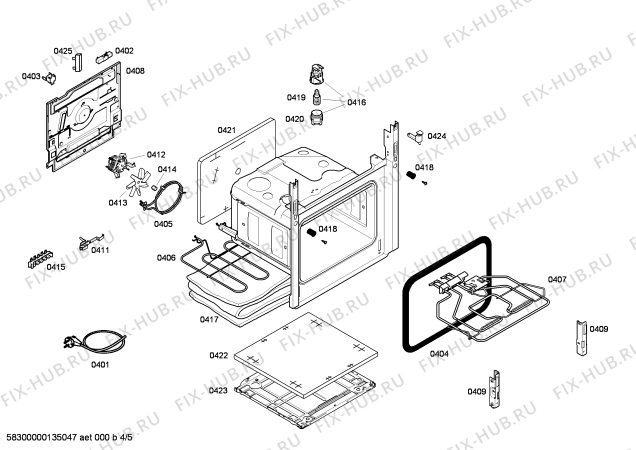 Схема №5 HLN424120V с изображением Кабель для электропечи Bosch 00645902