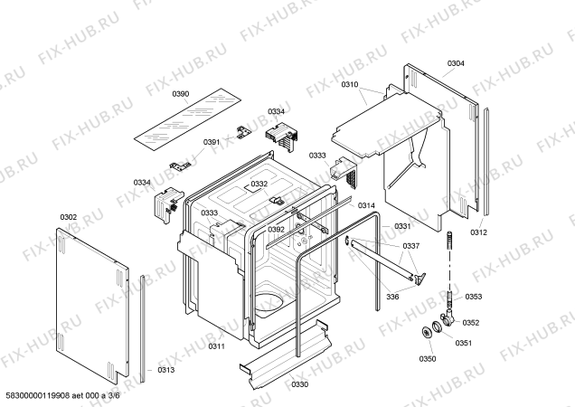 Схема №6 SHX46L06UC Bosch с изображением Кнопка для посудомойки Siemens 00425171