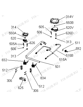 Взрыв-схема плиты (духовки) Mora VDP325FF (344586, 4106.2022CB) - Схема узла 02