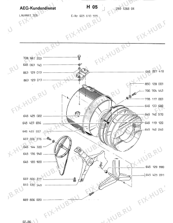 Взрыв-схема стиральной машины Aeg LAV705 - Схема узла Tub
