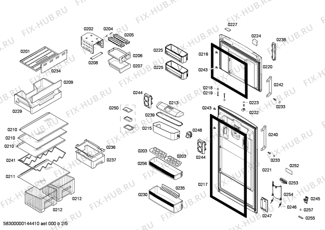 Схема №5 KDN40A20 с изображением Рамка для холодильной камеры Bosch 00612833