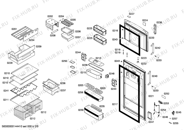 Схема №5 KD49NP03NE с изображением Дверь для холодильника Siemens 00247665