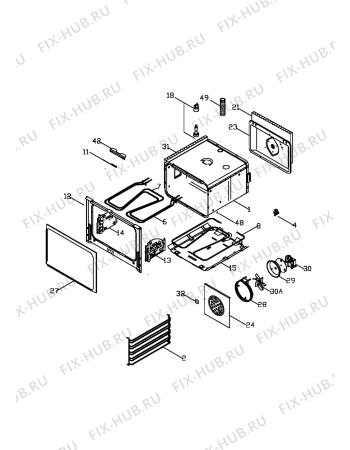 Взрыв-схема плиты (духовки) Voss Electrolux ELK1950-HV - Схема узла H10 Main Oven Cavity (large)