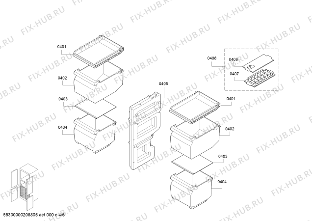 Схема №5 KM46FSGETI с изображением Выдвижной ящик для холодильника Siemens 11023692