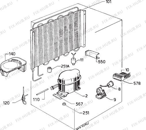 Взрыв-схема холодильника Zanussi ZF1053S - Схема узла Cooling system 017