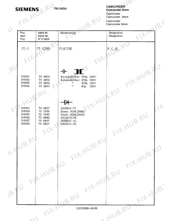 Схема №34 FA124G4 с изображением Транзистор для видеотехники Siemens 00737983
