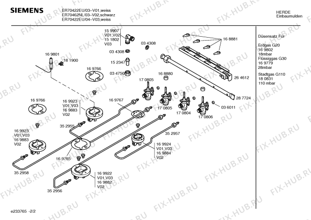 Взрыв-схема плиты (духовки) Siemens ER70462NL - Схема узла 02