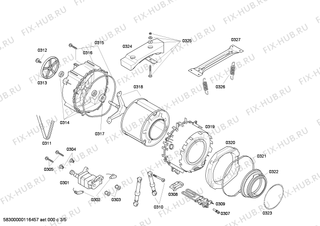 Взрыв-схема стиральной машины Bosch WAE284F0NL ProFutura 1400 - Схема узла 03