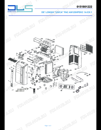 Схема №1 PACAN125 HPEKC 1A EX:1 с изображением Вентиль для кондиционера DELONGHI TL2701