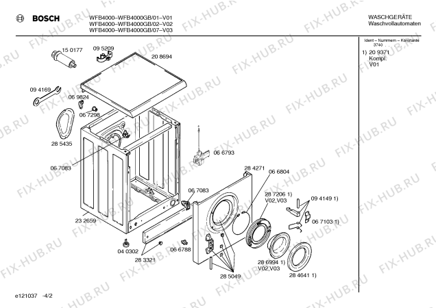 Взрыв-схема стиральной машины Bosch WFB4000GB - Схема узла 02