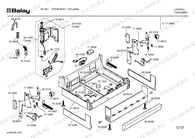 Взрыв-схема посудомоечной машины Balay 3VS467B VS467 - Схема узла 05