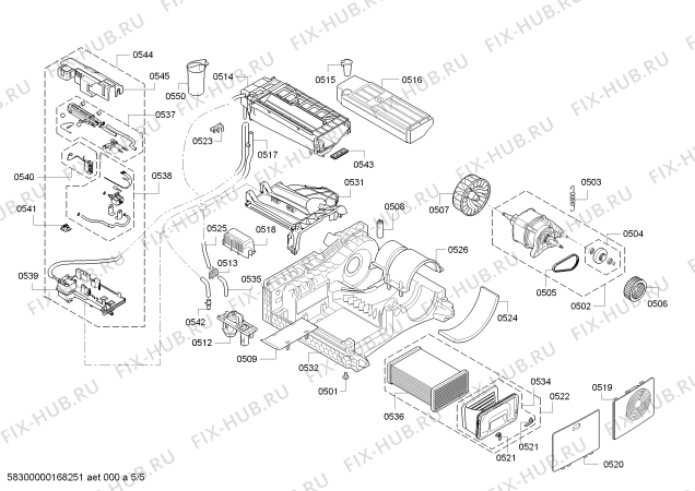 Взрыв-схема сушильной машины Siemens WT46S515GC iQ500 - Схема узла 05