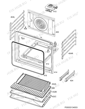 Взрыв-схема плиты (духовки) Aeg BEE555120M - Схема узла Oven