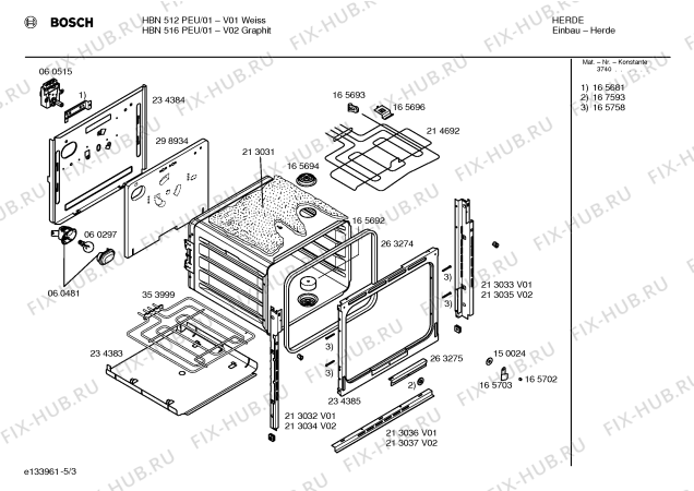 Взрыв-схема плиты (духовки) Bosch HBN512PEU - Схема узла 03