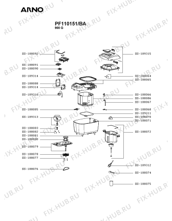 Схема №1 PF110151/BA с изображением Провод для электрохлебопечки Seb SS-189312