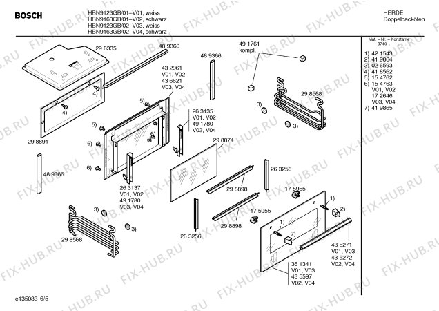 Схема №5 HBN9123GB с изображением Панель управления для духового шкафа Bosch 00435589