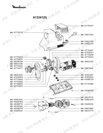 Взрыв-схема мясорубки Moulinex A13341(0) - Схема узла 8P000965.6P2