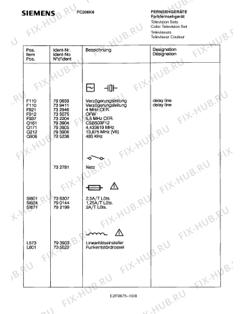 Взрыв-схема телевизора Siemens FC206K6 - Схема узла 09