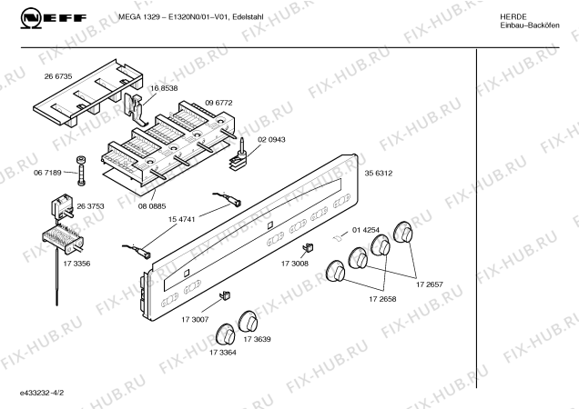 Взрыв-схема плиты (духовки) Neff E1320N0 MEGA1329 - Схема узла 02