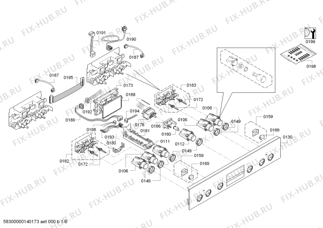 Схема №5 HEA341450S с изображением Панель управления для электропечи Bosch 00675125