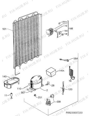 Взрыв-схема холодильника Faure FBA32055SA - Схема узла Cooling system 017